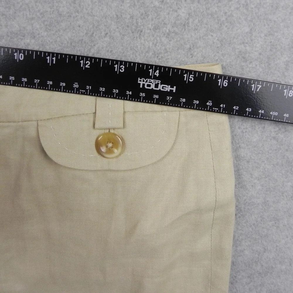 Banana Republic Pants Womens 6 Martin Stretch Linen Blend Wide Leg Slacks Beige